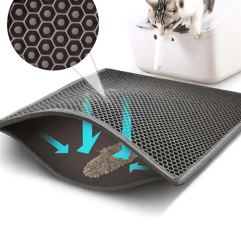 JUNGENGEL Katzenmatte für Katzenstreu Katzenteppich für Katzenklo 60x40 cm Grau Unterlage