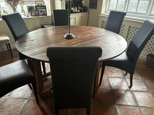 Set of 8 Brown Distressed Leather Dining Chairs Marks And Spencer - Picture 1 of 9