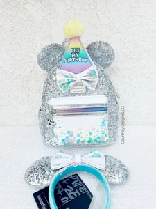 NWT Loungefly Disney Happy Birthday Celebration Mini Backpack-Ears-Shirt-BUNDLE - Picture 1 of 14