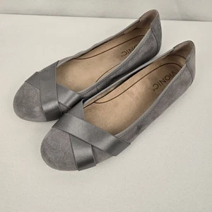 Vionic Womens Shoes 9 Gray Maria Suede Leather Ballet Flats Classic Timeless - Picture 1 of 13
