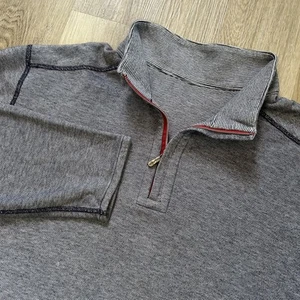 Tommy Bahama maglione uomo 2XL grigio 1/4 zip pullover collo a righe camicia casual - Foto 1 di 7