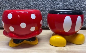 2 Disney Mickey Mouse and Minnie Mouse Planter Pots Plant Garden Decor Signed - Picture 1 of 11