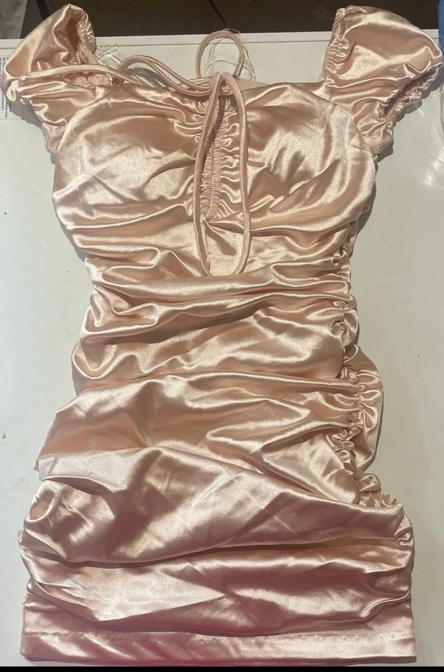 Womans Pink Satin Mini Dress Size 0 - Image 1 of 1