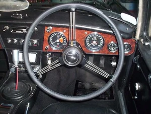 FOR WOLSELEY 4/50 1948-1954 REAL BLACK ITALIAN LEATHER STEERING WHEEL COVER - Picture 1 of 2