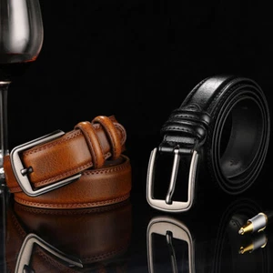 Leather Light Luxury Vintage Black Belt Versatile for Jeans Suits Business Casua - Picture 1 of 9