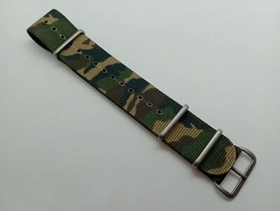 Nuovo cinturino orologio Zuludiver 22 mm nylon mimetico mimetico verde e marrone subacqueo XA6 - Immagine 1 di 4