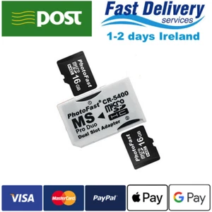 Dual Slot MICRO SD SDHC TF to MS MEMORY STICK PRO DUO Adapter Converter - Bild 1 von 6
