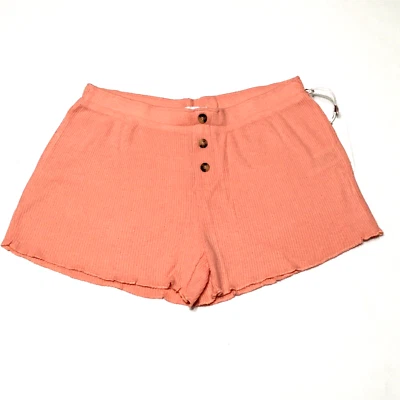 PJ Salvage Size XS Coral Ribbed Textured Elastic Waist Lounge Pajama Shorts - Image 1 of 4