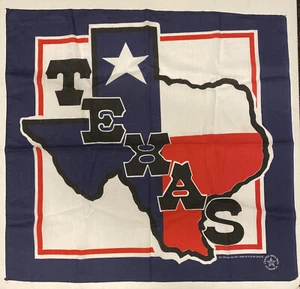 Vintage TEXAS Bandanna Western Biker 21x21 American Patriot Made In USA RN20767 - Picture 1 of 3