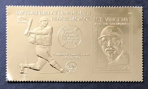 ST VINCENT REGGIE JACKSON 23KT GOLD FOIL STAMP MNH BASEBALL STAMPS YANKEES A'S - Picture 1 of 1