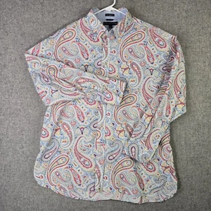Tommy Hilfiger 80s 2 Ply Fabric Paisley Button Down Shirt Mens sz XXL Long Sleev - Picture 1 of 10