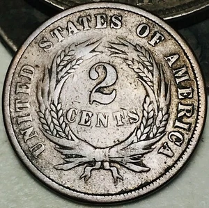 1864 Two Cent Piece 2C SMALL MOTTO Civil War Date US Copper Coin CC26064 - Picture 1 of 4