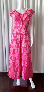 Vintage 60s Kukulu Originals Jacquard hot Pink Jumpsuit 10 - Picture 1 of 11