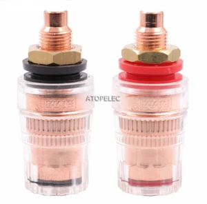 4pcs EIZZ Red Copper Plated Speaker AMP Binding Post Banana Jack HiFi Socket - Picture 1 of 2