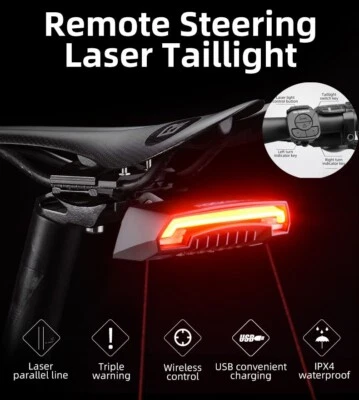 ROCKBROS Bike Rear Light Intelligent Remote Control TailLight USB Charging - Image 1 of 4
