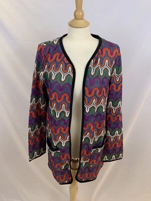 Бесконечный розовый размер средний многоцветный зигзагообразный блейзер сплетенный крючком куртка богемное - Изображение 1 из 4