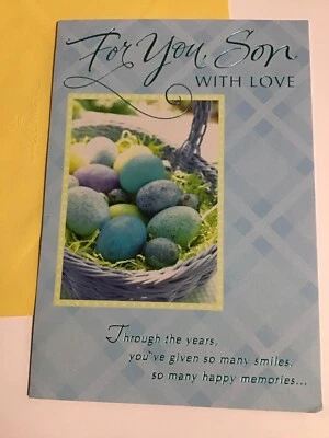 "Feliz Pascua para ti hijo con amor, tarjeta de felicitación grande de 5,5""x8"" con sello" Foto 1 de 4