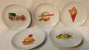 CRATE & BARREL Set of 5 Appetizer Sushi Tapas Small Bites 6.75" Plates - Picture 1 of 8