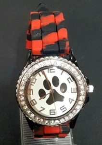 Reloj Pulsera Geneva Silicona Cara Pata Estrás Cristal Rojo Negro - Imagen 1 de 7