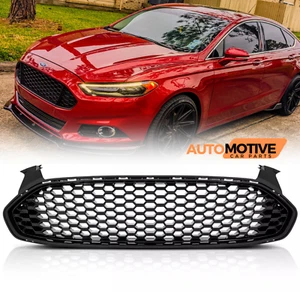 For 2013-2016 Ford Fusion Front Upper Bumper Grille Honeycomb Grill Gloss Black - Foto 1 di 22