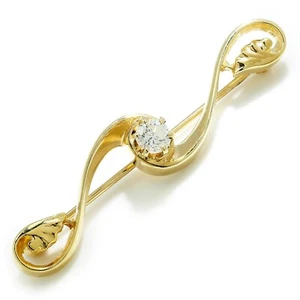 Vintage Diamond Brooch Pin 14Kt Yellow Gold 0.25ct - Picture 1 of 5