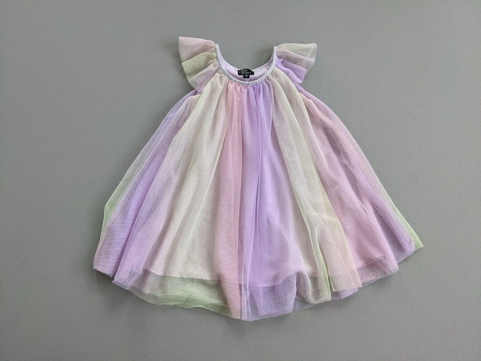 Pink & Violet Size 4 Girl Tulle A-Line Dress Chiffon Short Sleeveless Flare EUC - Image 1 of 4