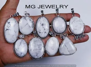 100 Pcs Lot Natural Howlite Gemstone 925 Silver Plated Pendants MF-199 - Picture 1 of 2