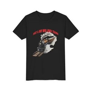 Vintage Train Youth Tee, Kids Train Shirt, Boys Girls T-Shirt, Steam - Picture 1 of 23