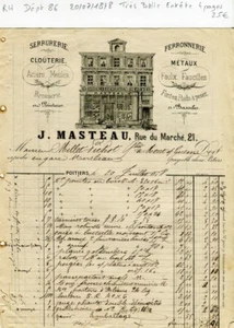 Dépt 86 - Poitiers 21 Rue du Marché - Belle Entête Serrurerie Ferronnerie 1878 - Picture 1 of 1