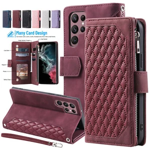 Leather Wallet Card Case For Samsung Galaxy S24 S23 Ultra S22 S21 S20 Note20 S10 - Picture 1 of 55