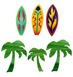 50 Surfboards & Palm Trees Hang 10 Decor Wall Stickers Decals Wallpaper Cutouts 