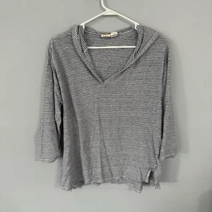 C&C California 100% Leinen gestreifter Pullover Oberteil Hoodie Übergröße 2X dunkelblau - Bild 1 von 8