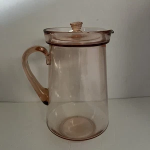 Vintage Pink Depression Glass Pitcher With Lid 10 1/4” - Picture 1 of 21