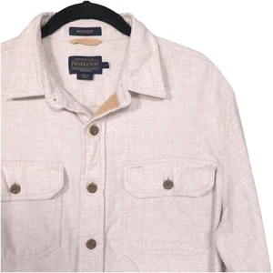 PENDLETON BURNSIDE Men’s MEDIUM Flannel Shirt Natural Cotton 2 Pockets Button - Picture 1 of 15
