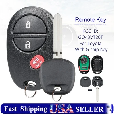 Replacement For 2005 2006 2007 2008 2009 2010 - 2015 Toyota Tacoma Key + Fob - Image 1 of 4