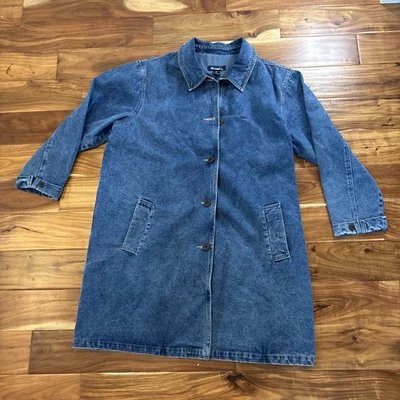 Denim & Co Long Blue Denim Coat Lined Chore Barn Jacket Vintage Womens 2XL - Image 1 of 4