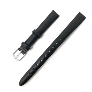 Timex Uhrenarmband Schwarz Leder Band Ersatz Dünn 12mm für T2H331 Schnalle - Picture 1 of 3