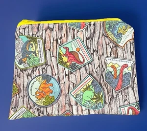 Dinosaur Zipper Bag Handmade Fun For Kids To Carry Favorite Items In - Foto 1 di 6
