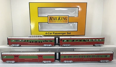 MTH Railking 30-68266 Christmas Streamlined LED Lights 4-Car Passenger Set O New - Image 1 of 4