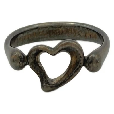正品 TIFFANY&Co. Open Heart - 深灰色银色戒指 #5 3/8 — 第 1/4 张图片