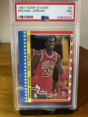 Pegatina Fleer 1987 Michael Jordan PSA 7 #2 Foto 1 de 2