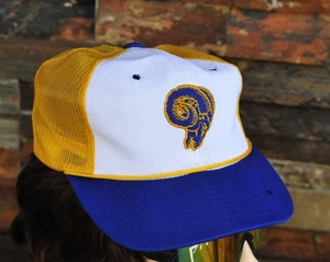 Gorra de camionero vintage NFL Los Angeles RAMS malla Snapback EE. UU. AÑOS 80 - Imagen 1 de 12
