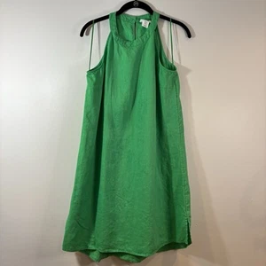Sigrid Olsen Green 100% Linen Sheath Dress, Date night , Halter, Minimalist, M - Picture 1 of 4