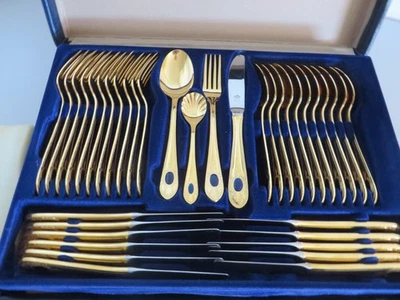 Besteckkoffer SBS Solingen mit 23/24Karat vergoldet   70 teilig - Bild 1 von 3