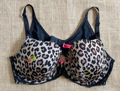 Torrid Betsey Johnson Bra Sz 40 D 40D Cheetah Floral Lace Trim Padded Underwire - Image 1 of 4