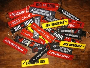 38PC Double Sided Embroidered Keychain Lot Motorcycle Key Ring Key Tag  Gift - Foto 1 di 1
