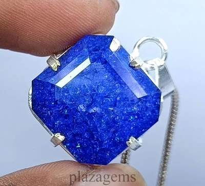 51.50 Ct Natural Blue Tanzanite Emerald Pendant 925 Silver With Free Chain 5DSA - Image 1 of 4