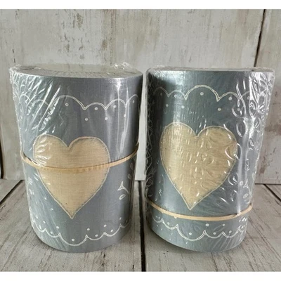 НОВЫЙ винтажный сердце печати обои границы 3» рулонов синий бежевый 5 ярдов ~ лот из 2 - Изображение 1 из 4