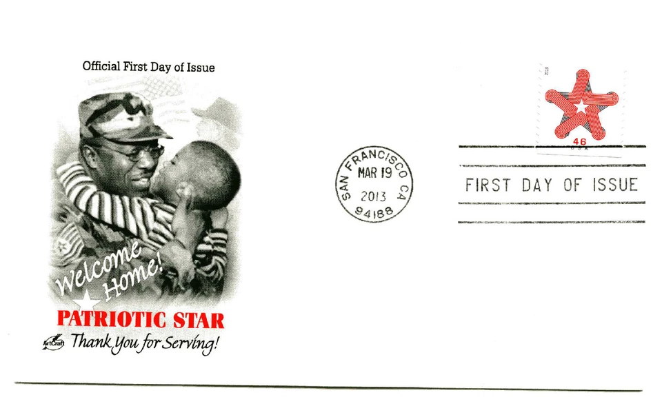 4749 Patriotic Star coil,  ArtCraft, FDC - Image 1 of 1