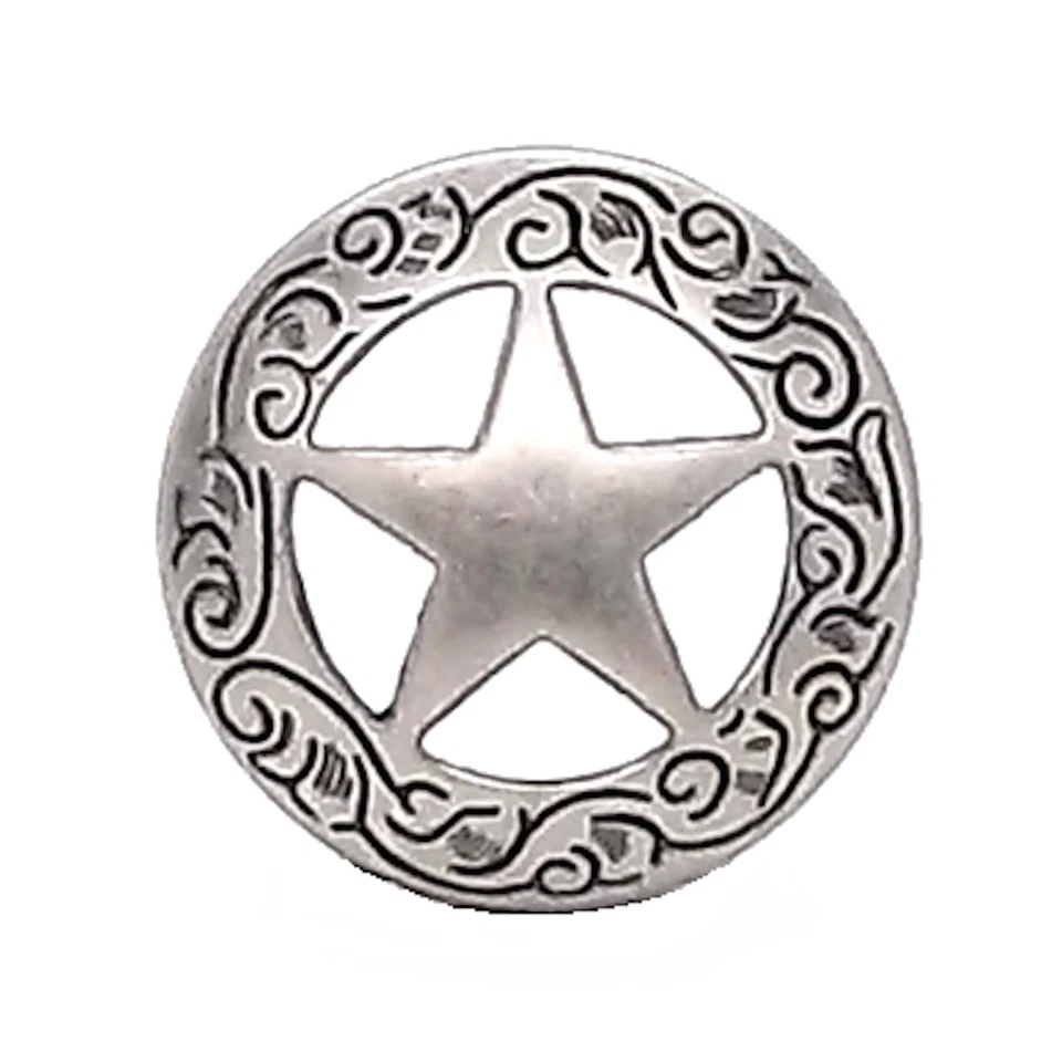 Concho trasero estrella grabado 3/4" níquel antiguo 11373-01 de Steckstore Foto 1 de 1